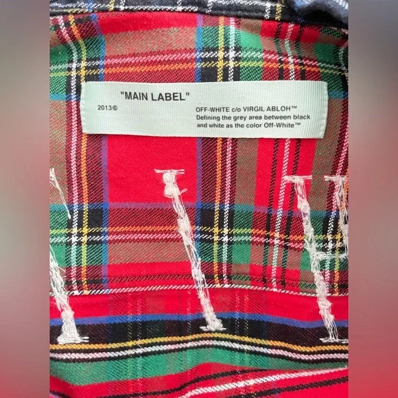 Mens Off-White Flannel Hoodie